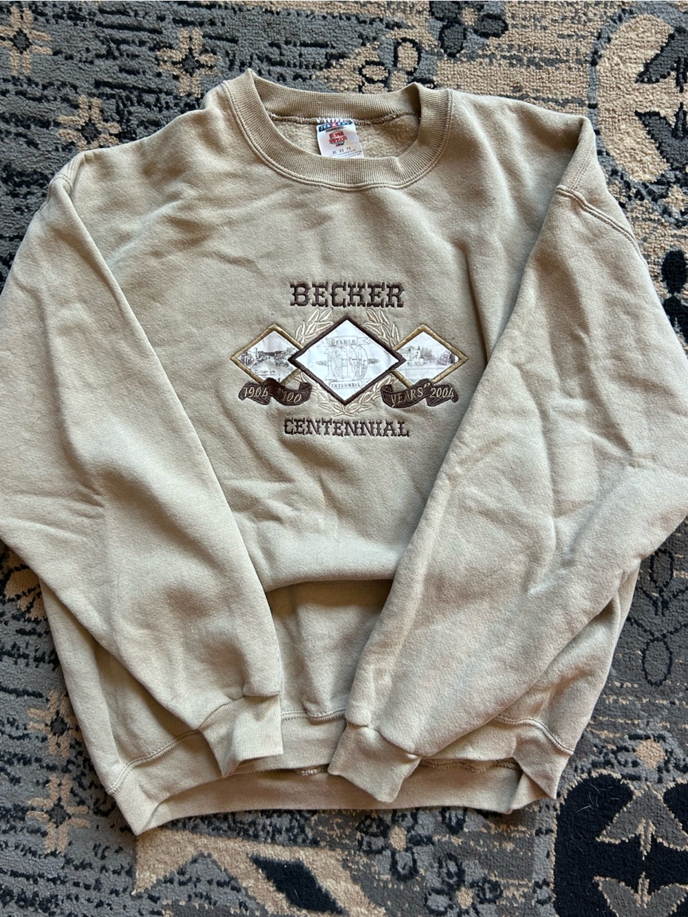 Vintage Jerzees Tan Embroidered Crewneck Sweatshirt